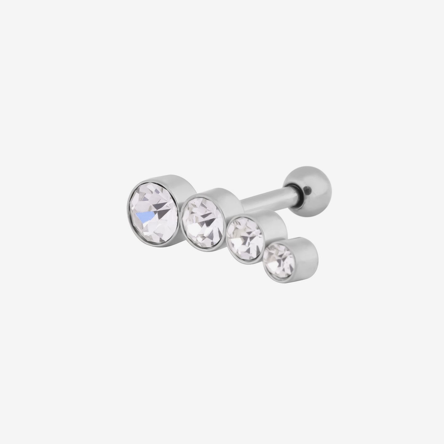 Wildcat Earbarbell 4 Round Crystals Surgical Steel 316L Basicline