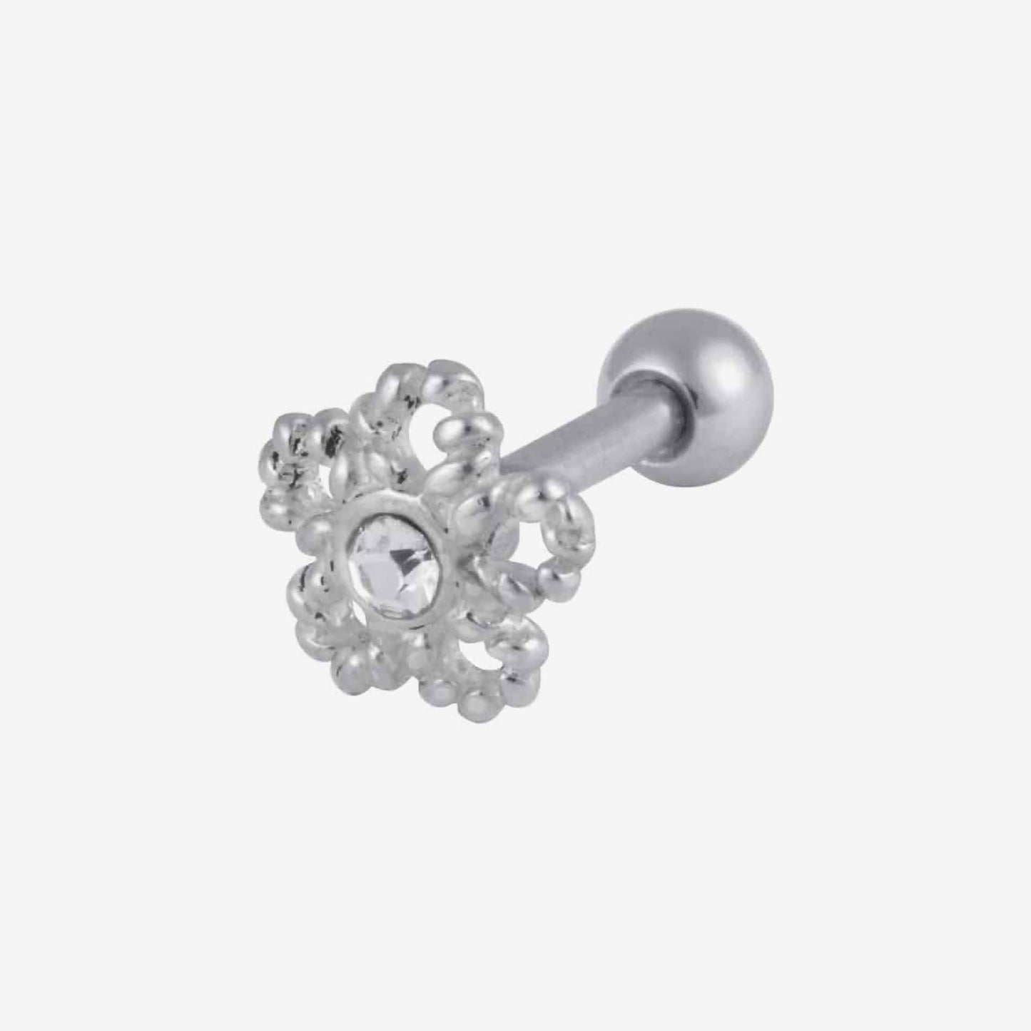 Wildcat Earbarbell Jewelled Flower Surgical Steel 316L Basicline