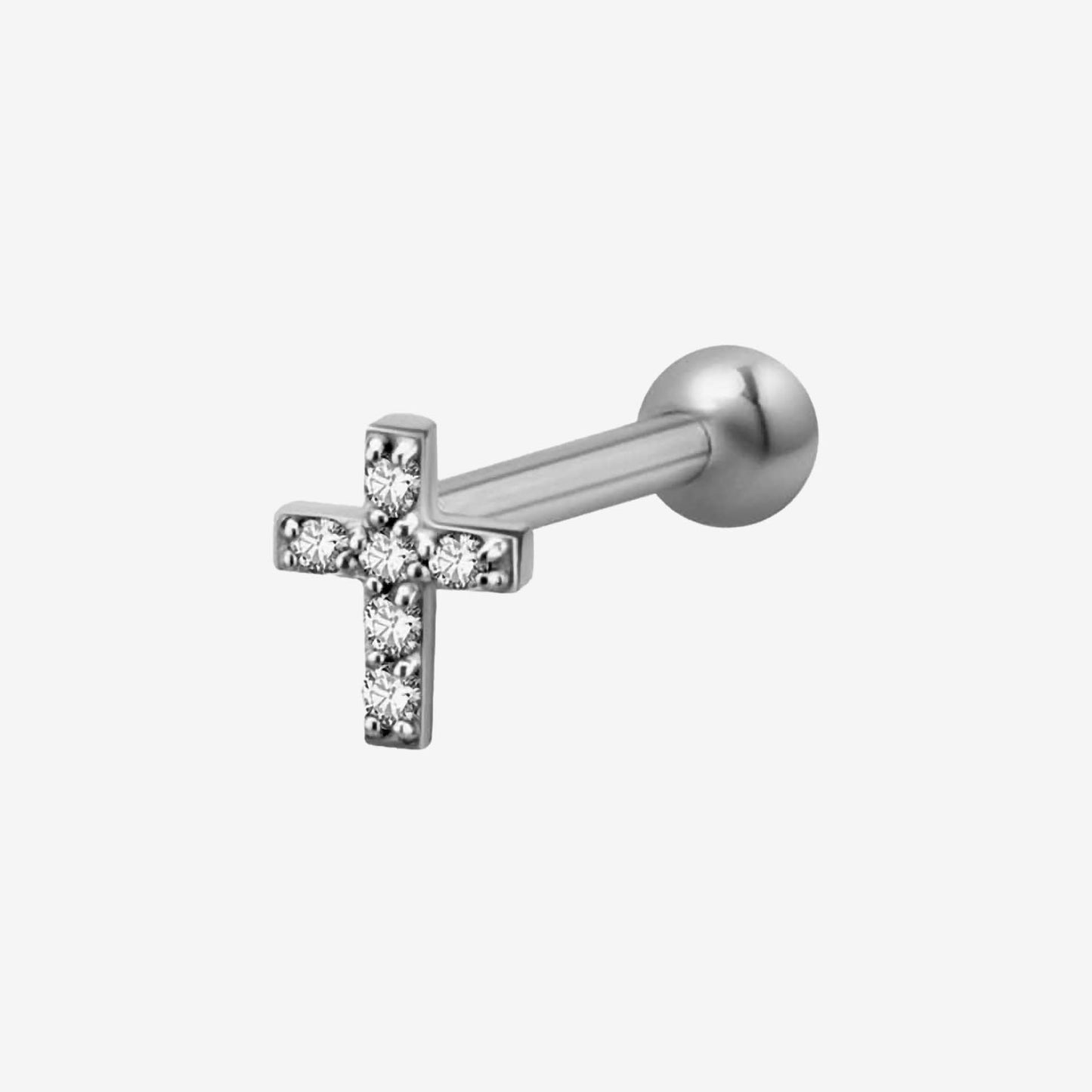 Wildcat Earbarbell Jewelled Cross Surgical Steel 316L Basicline