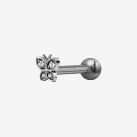 Piranha Earbarbell Butterfly Jewelled Steel Basicline