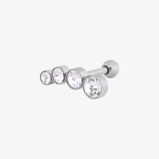 Wildcat Earbarbell 4 Round Crystals Surgical Steel 316L Basicline - 2052-WE4R-SBA