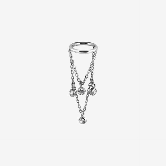 Piranha Hoop Dangle Crystals Chains Surgical Steel 316L Basicline - 2053-002-020