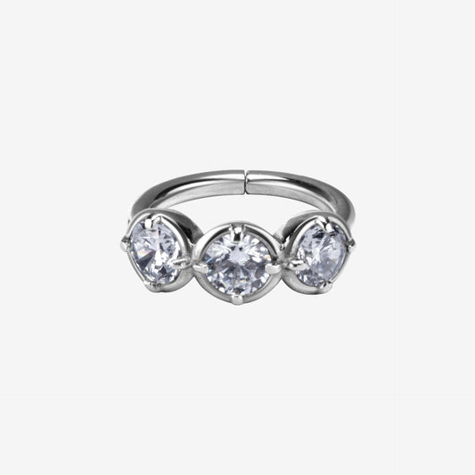 Piranha Hoop Hinged Ring 3 Big Stones Surgical Steel 316L Basicline - 2053-002-032