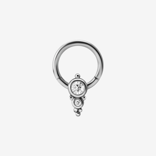 Piranha Argola Hinged Smiley Micro Balls Flat Crystal Ring Steel Basicline - 2053-002-037