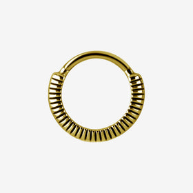 Piranha Hoop Hinged Tribal Feather Surgical Steel 316L Zirconline