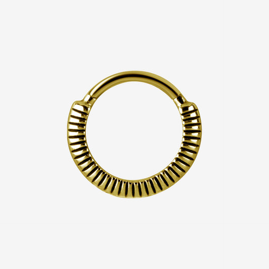 Piranha Hoop Hinged Tribal Feather Surgical Steel 316L Zirconline - 2053-002-041