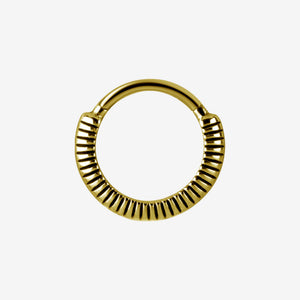 Piranha Hoop Hinged Tribal Feather Surgical Steel 316L Zirconline