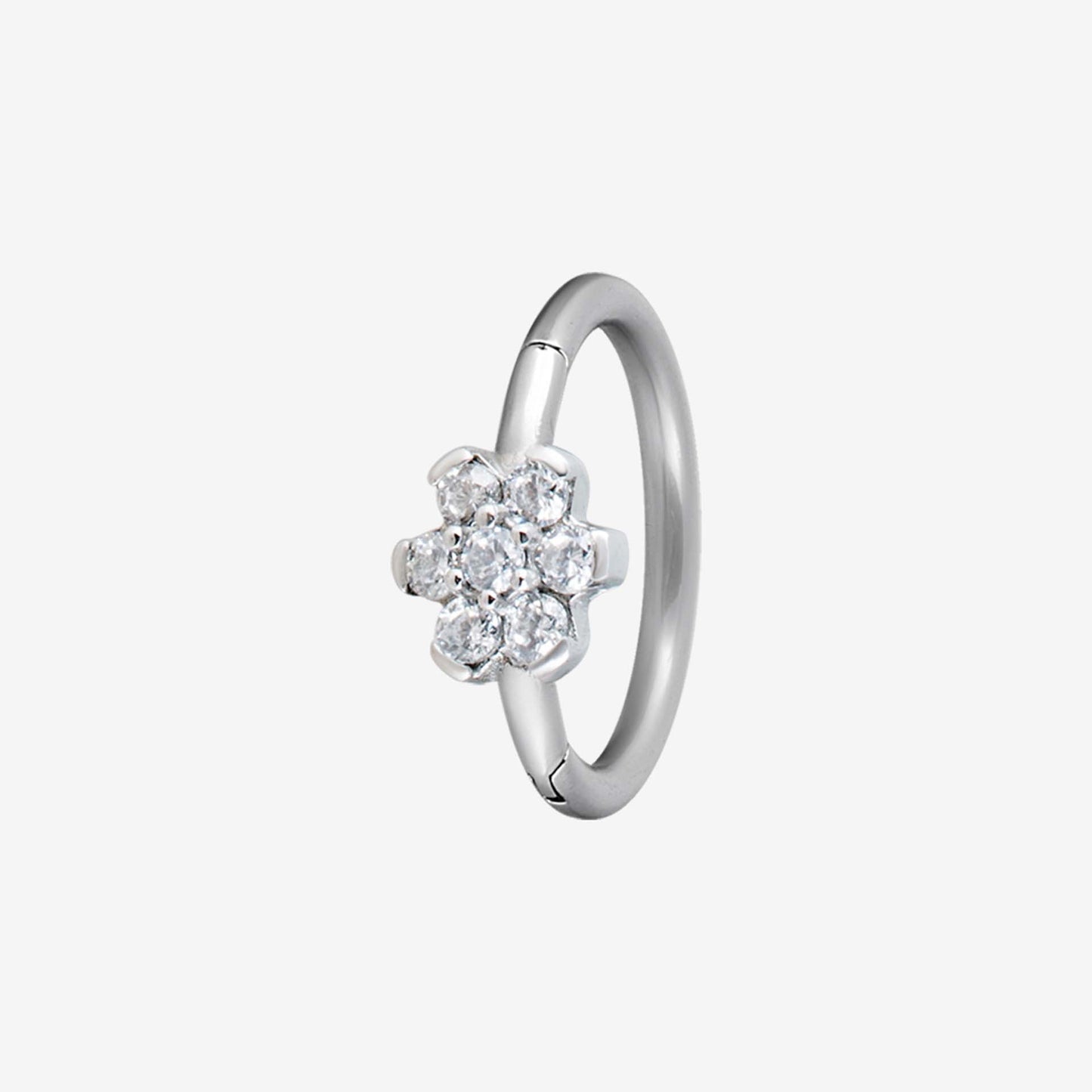 Piranha Hoop Hinged Ring Flower Crystals Surgical Steel 316L Basicline