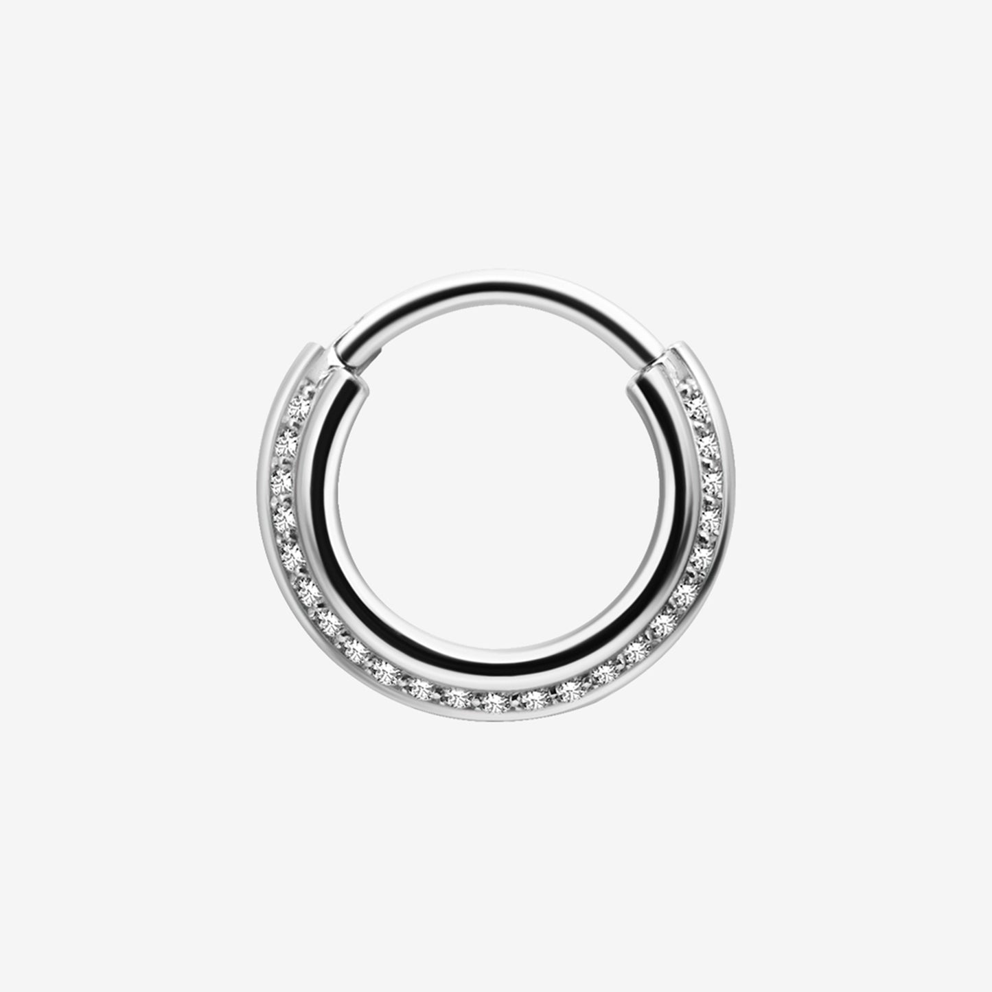 Piranha Argola Hinged Triple Slanted Crystals Steel Basicline