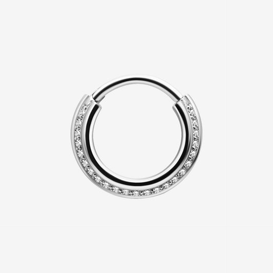 Piranha Argola Hinged Triple Slanted Crystals Steel Basicline - 2053-002-054
