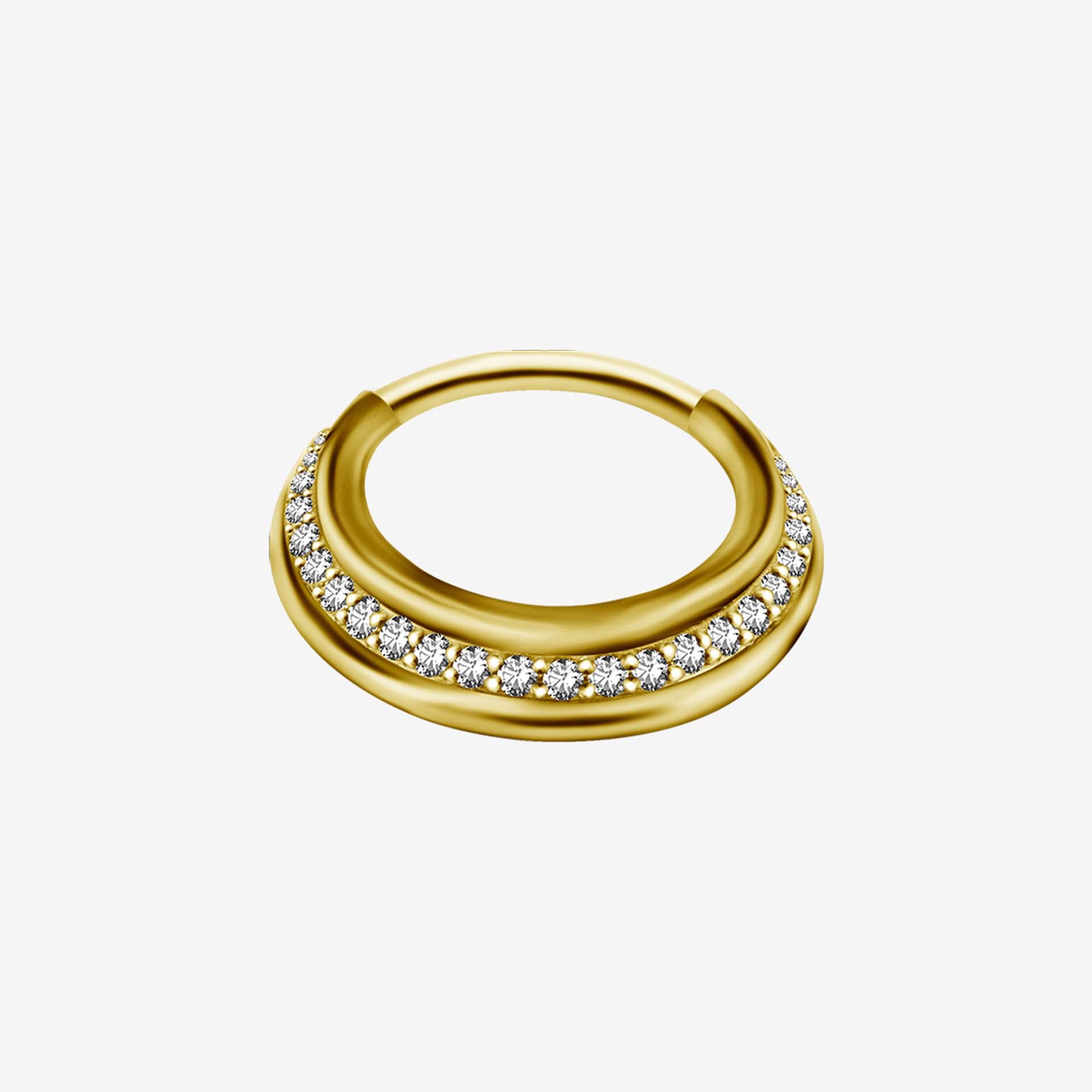 Piranha Argola Hinged Triple Slanted Crystals Steel Zirconline - 2053-002-055