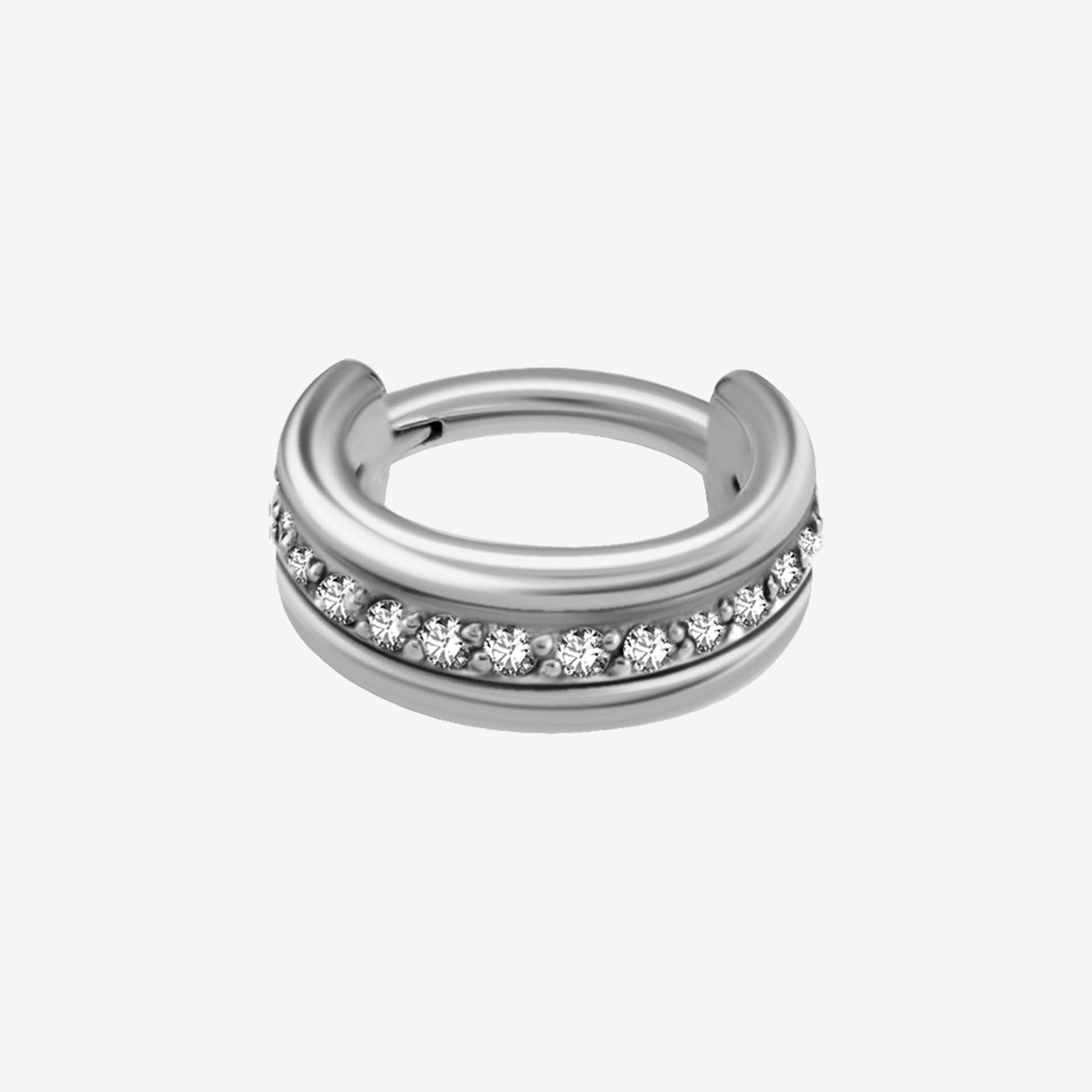 Piranha Hoop Hinged Triple Centraled Crystals Surgical Steel 316L Basicline - 2053-002-058