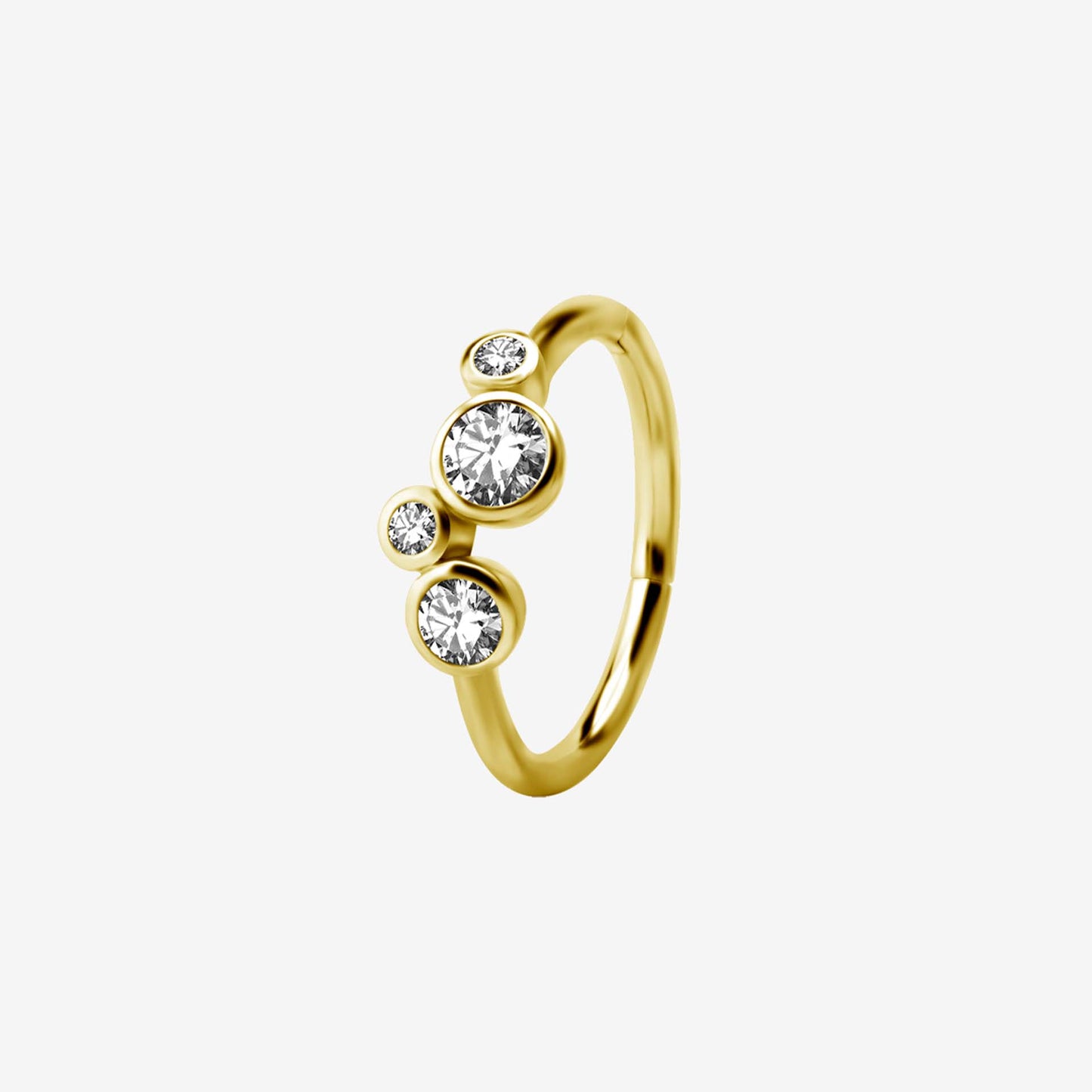 Piranha Argola Hinged Jewelled Ring Steel Zirconline - 2053-002-070