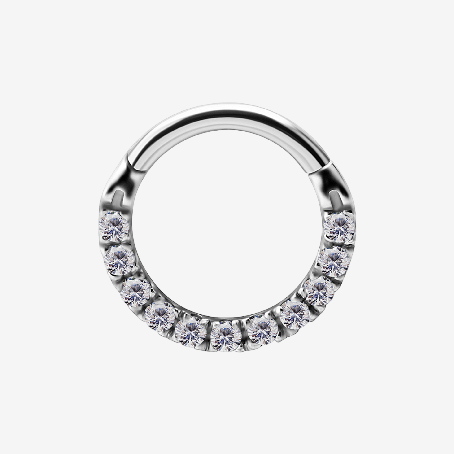 Piercing Piranha Cobalt Chrome Front-Crystals Hinged Clicker Ring