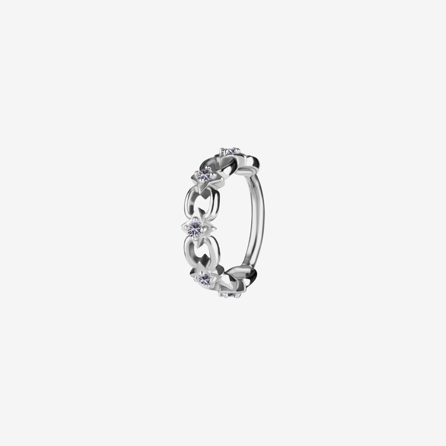 Piranha Hinged Chain Hoop Crystals Cobalt Chromium