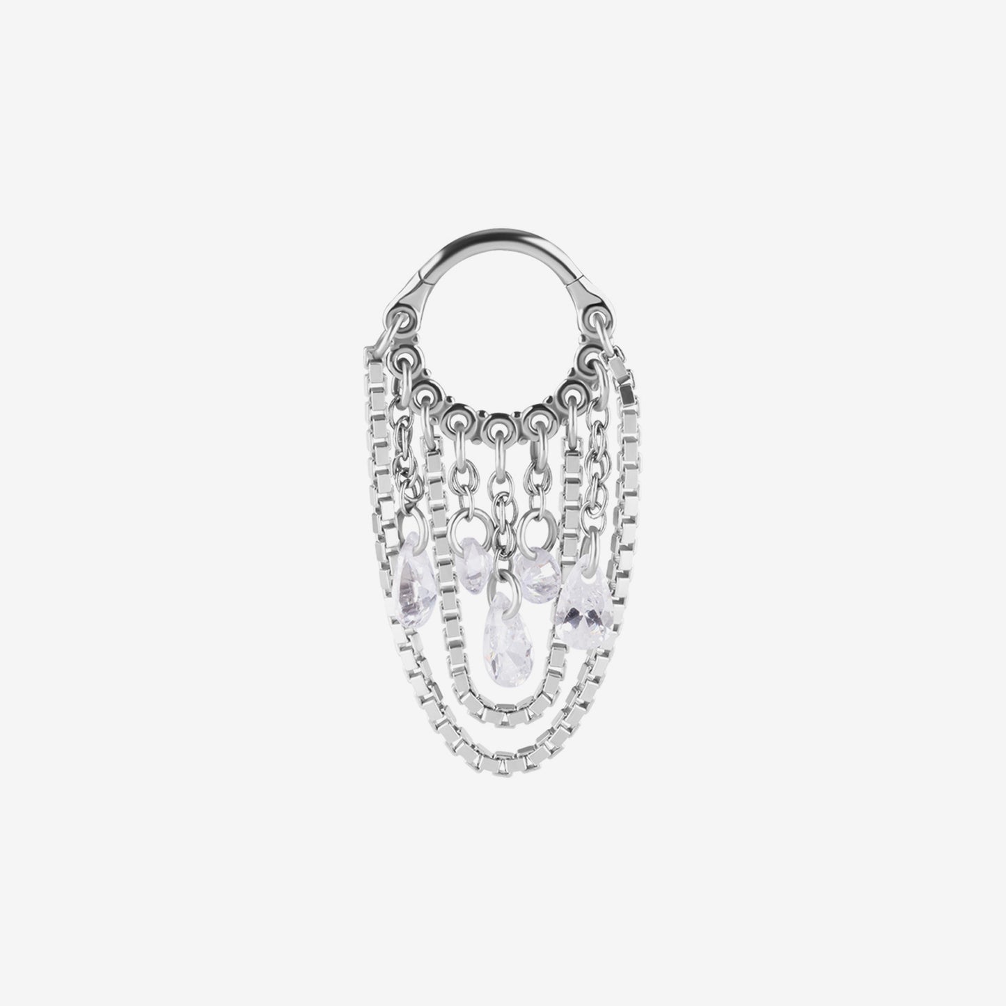 Piranha Argola Hinged Dangling Crystals Chains Steel Basicline