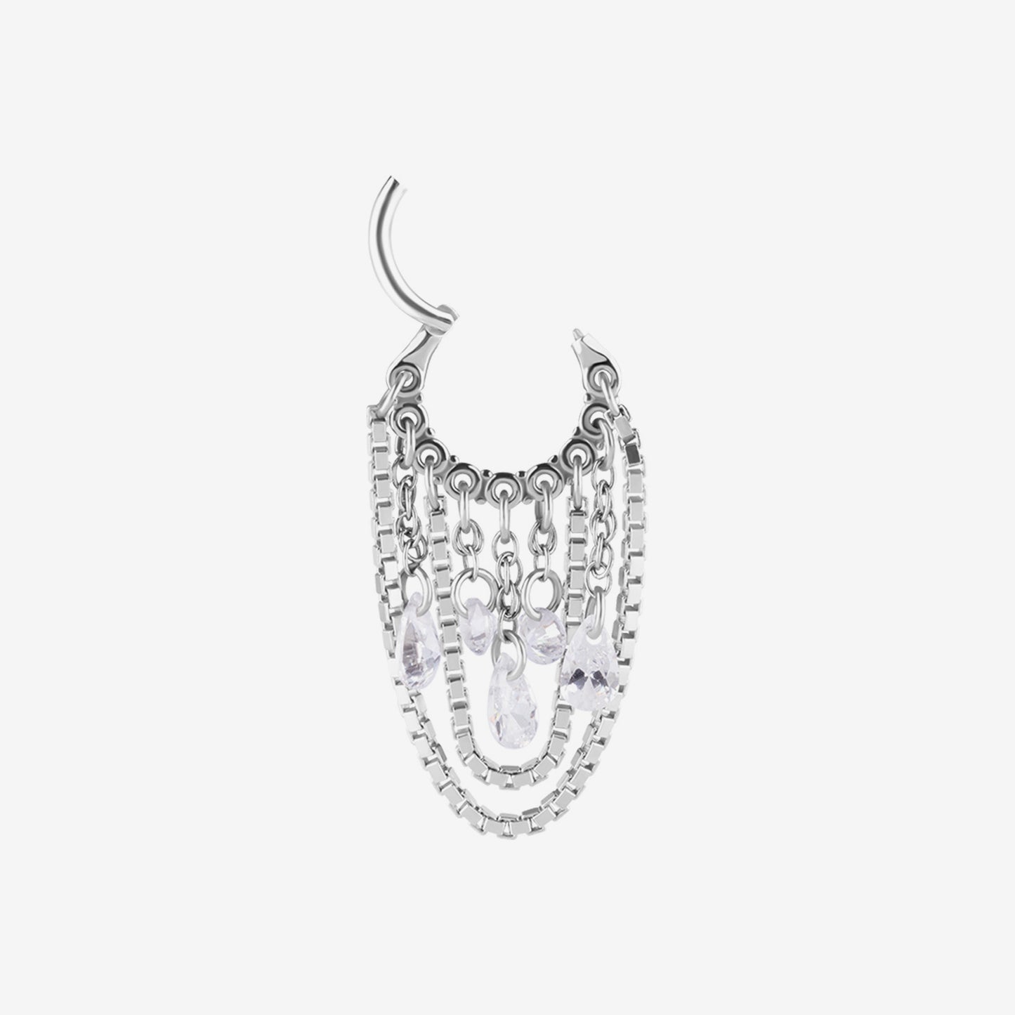 Piranha Argola Hinged Dangling Crystals Chains Steel Basicline