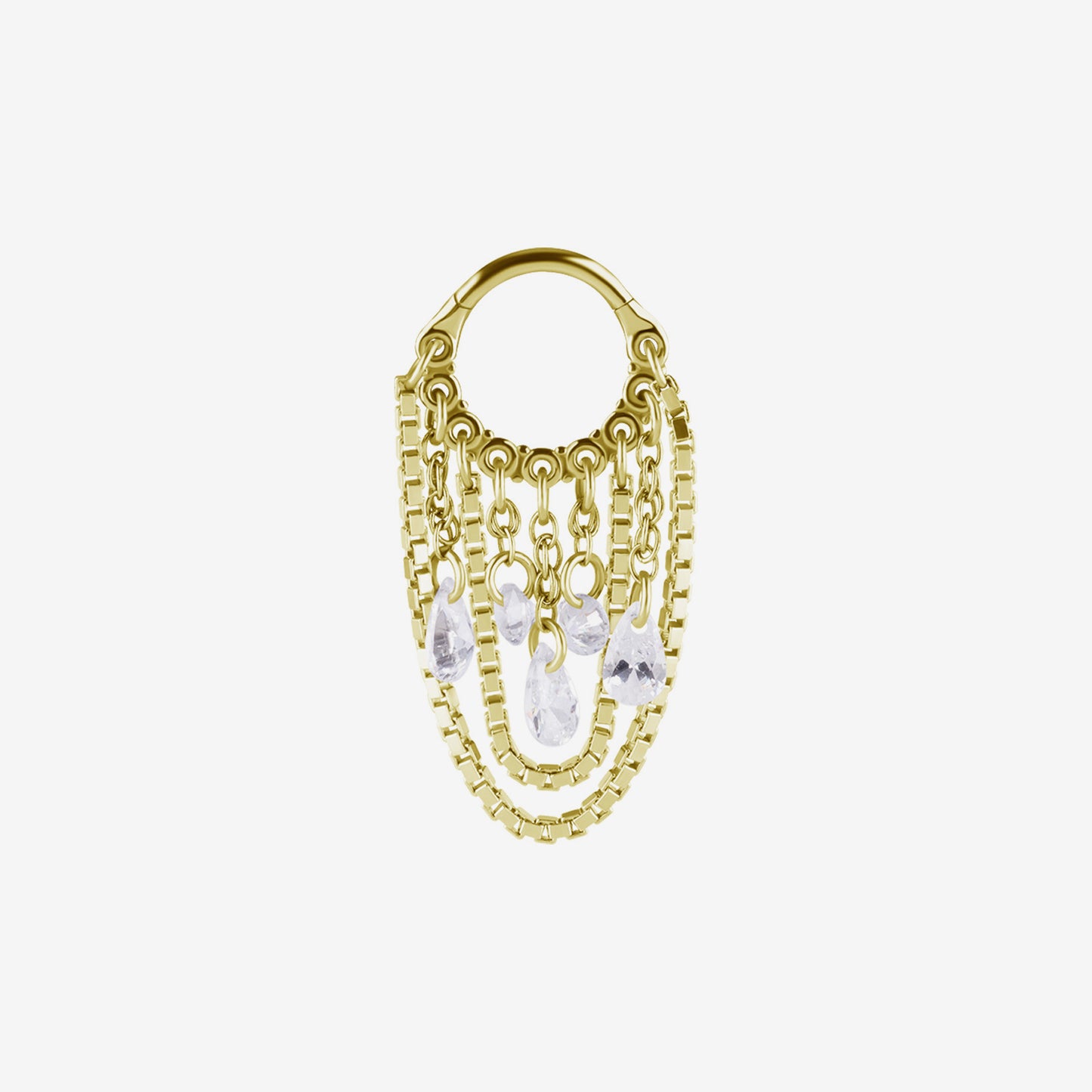 Piranha Argola Hinged Dangling Crystals Chains Steel Zirconline
