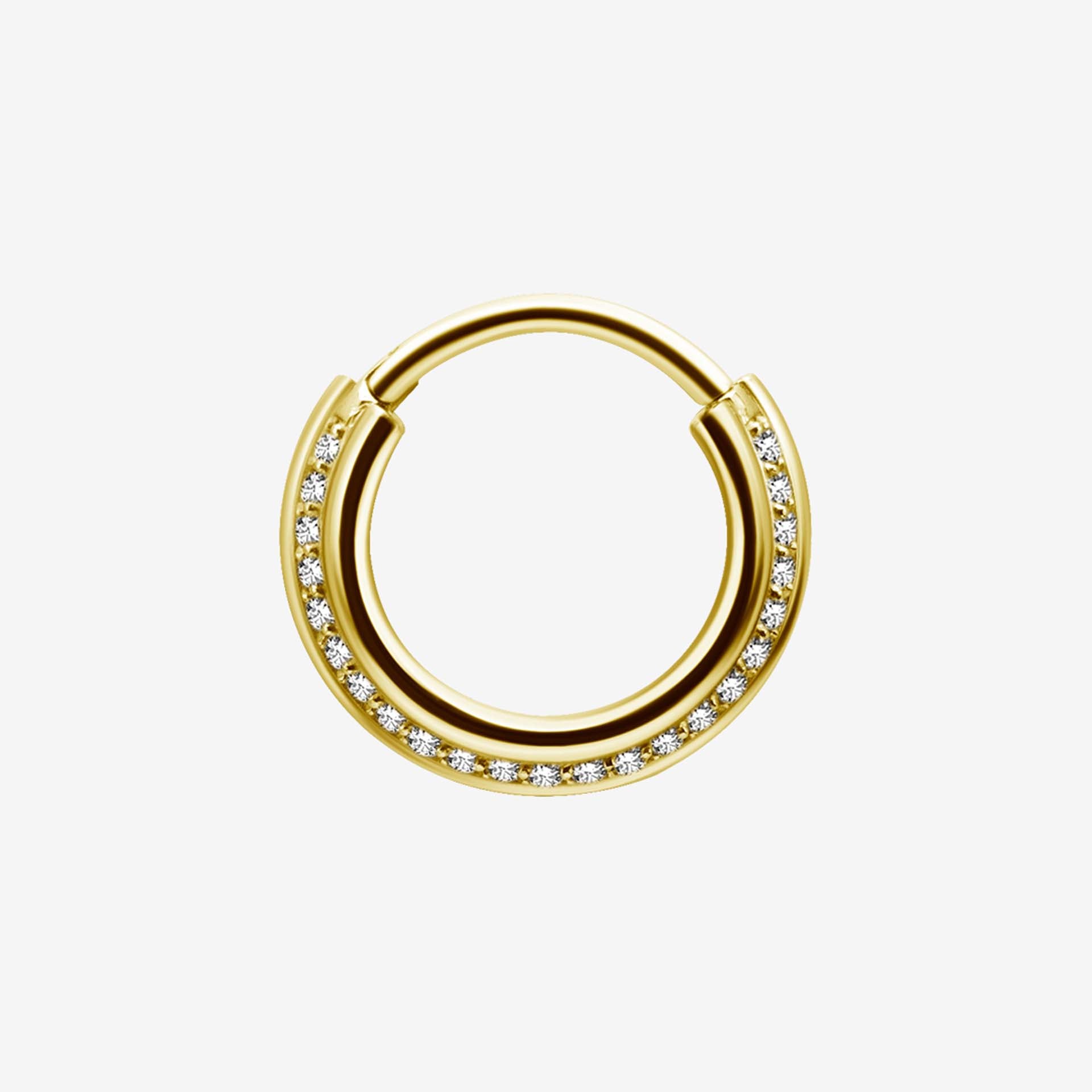 Piranha Hoop Hinged Triple Slanted Crystals Surgical Steel 316L Zirconline - 2053-ARG-TSB-ZIRCONLINE