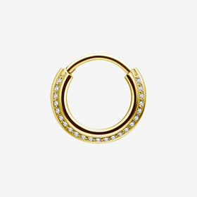 Piranha Hoop Hinged Triple Slanted Crystals Surgical Steel 316L Zirconline - 2053-ARG-TSB-ZIRCONLINE