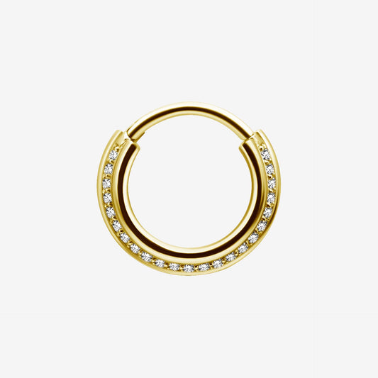 Piranha Hoop Hinged Triple Slanted Crystals Surgical Steel 316L Zirconline - 2053-ARG-TSB-ZIRCONLINE