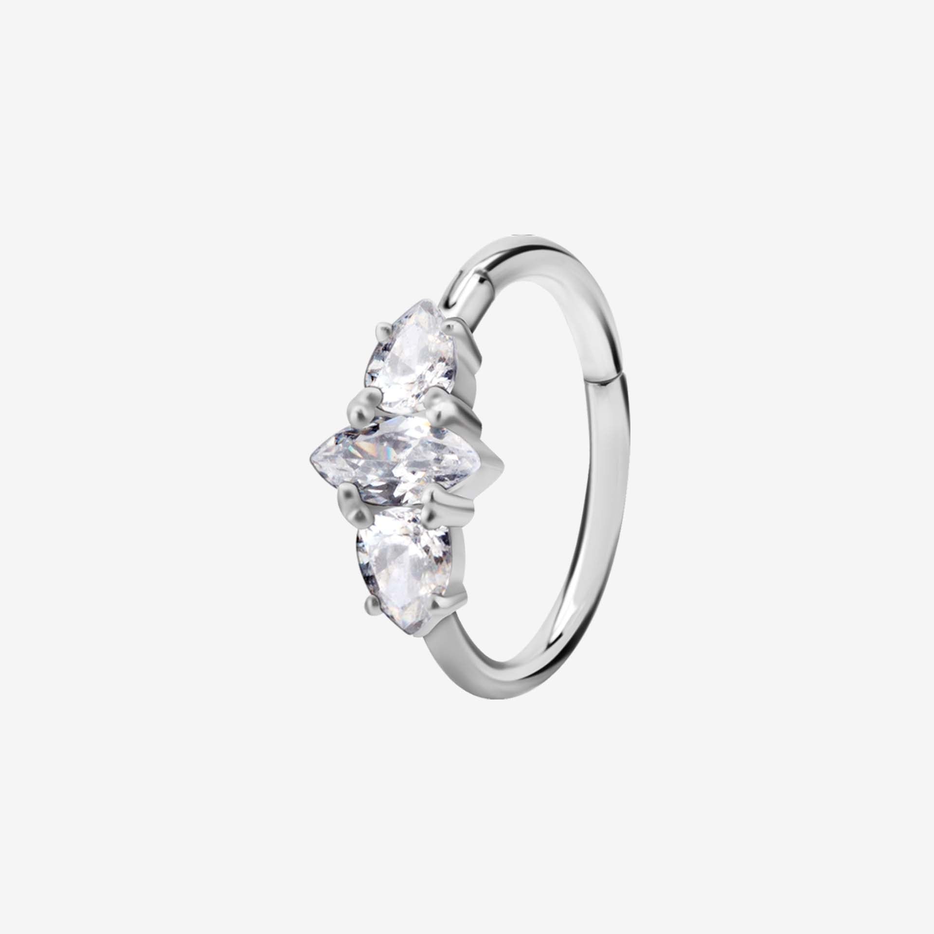 Piranha Argola Hinged Pointed Jewelled Ring Steel Basicline - 2053-PARH-POIN-BAS