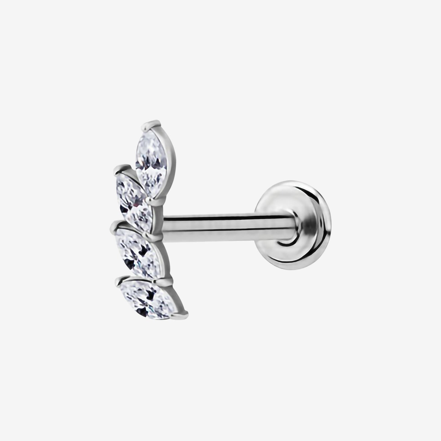 Piranha Labret Leaves Crystal Right Steel Basicline
