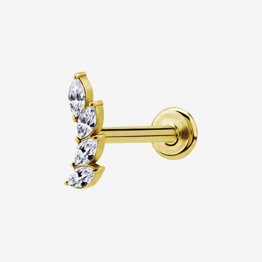 Piranha Labret Leaves Crystal Right Steel Zirconline - 2055-004-034