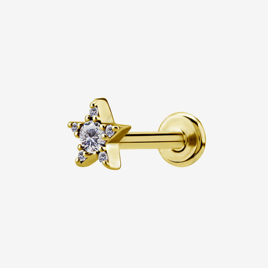 Piranha Labret Star Jewelled Steel Zirconline - 2055-004-037