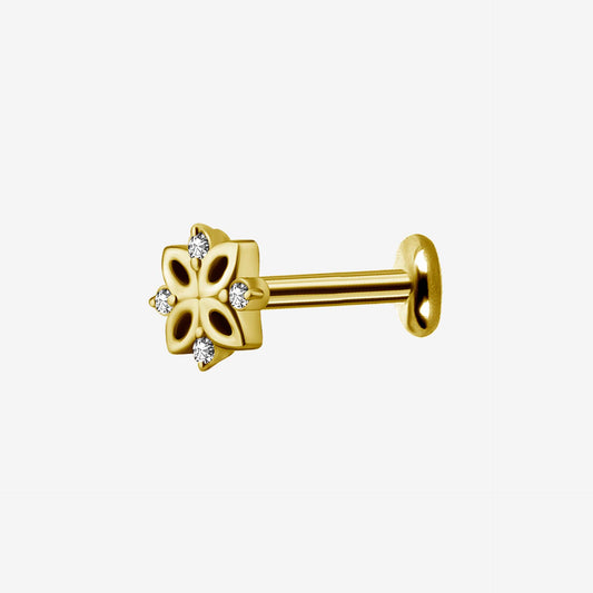 Piranha Labret Floral Bright Surgical Steel 316L Zirconline - 2055-004-040