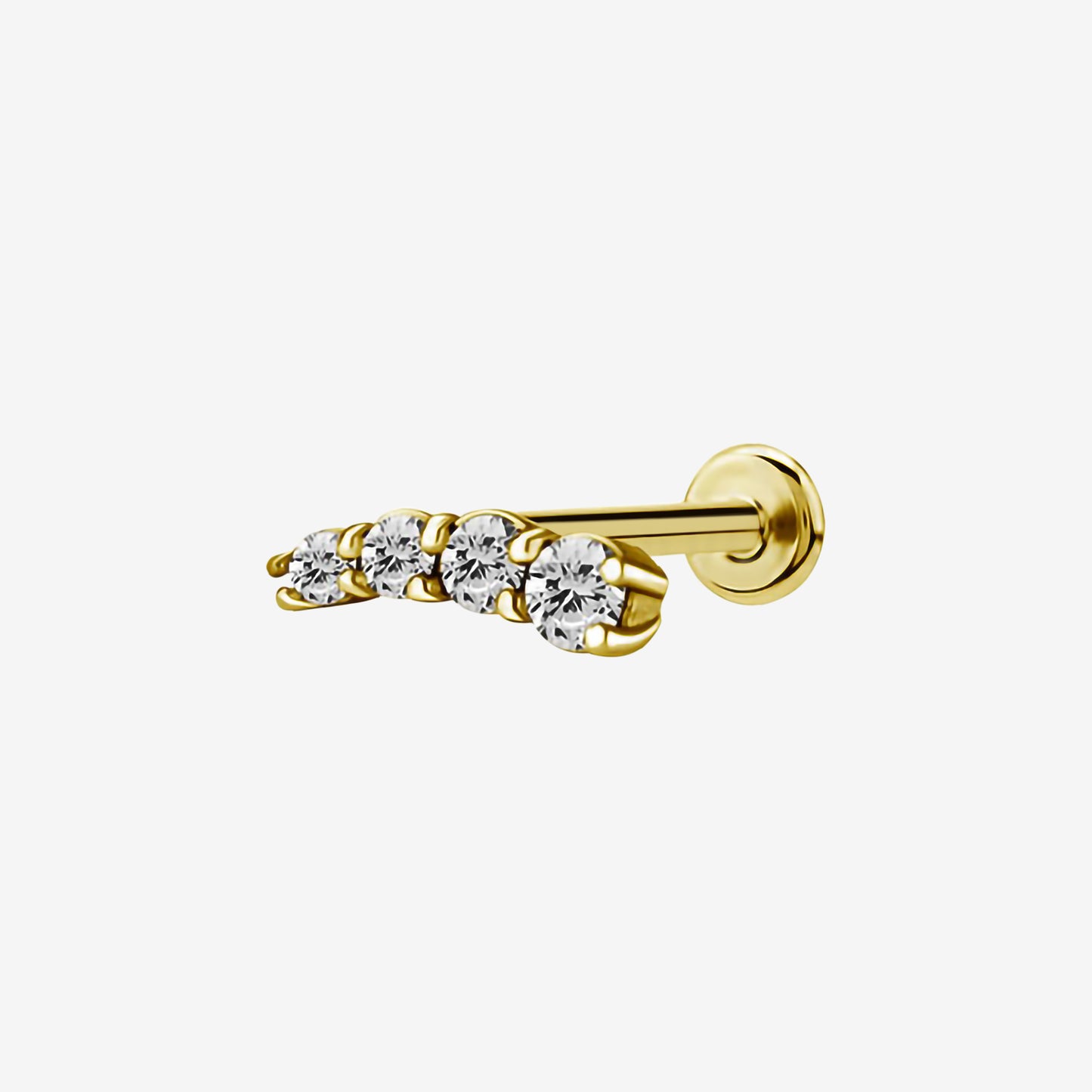 Piranha Labret Bow 4 Crystals Steel Zirconline