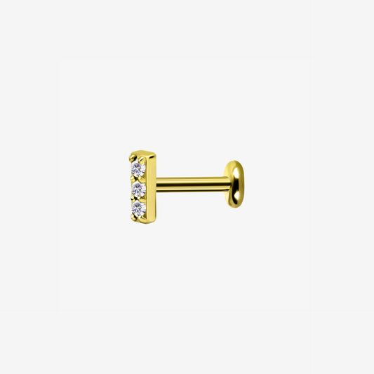 Piranha Labret Line 3 Crystals Steel Zirconline - 2055-004-047