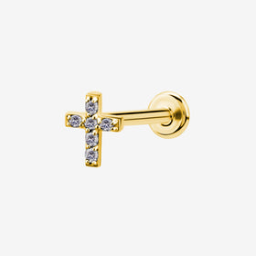 Piranha Labret Cross Jewelled Steel Zirconline