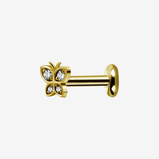 Piranha Labret Butterfly Jewelled Steel Zirconline - 2055-004-052
