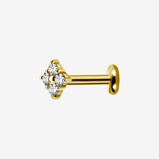 Piranha Labret Square Jewelled Steel Zirconline