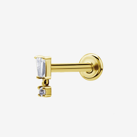 Piranha Labret Big Square Jewelled Steel Zirconline - 2055-004-062