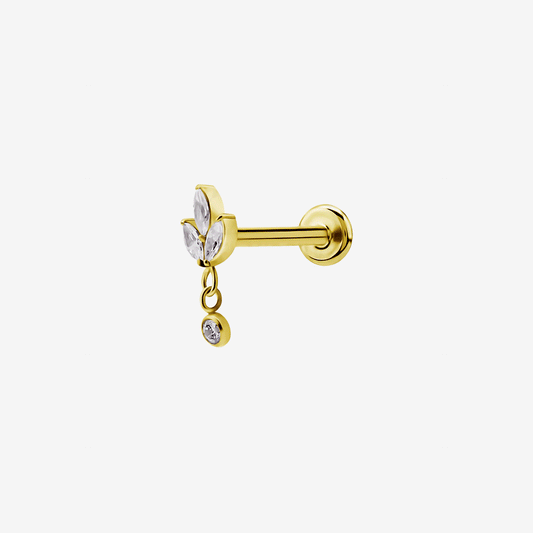 Piranha Labret Platan Crystal Aço Zirconline