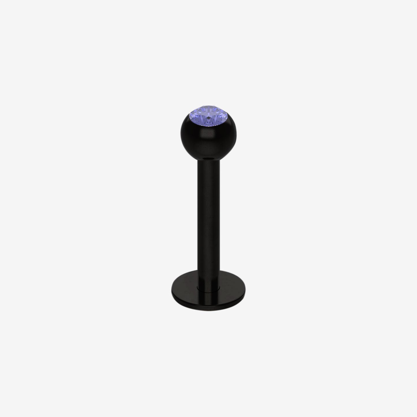 Piranha Labret Black Steel with Stone