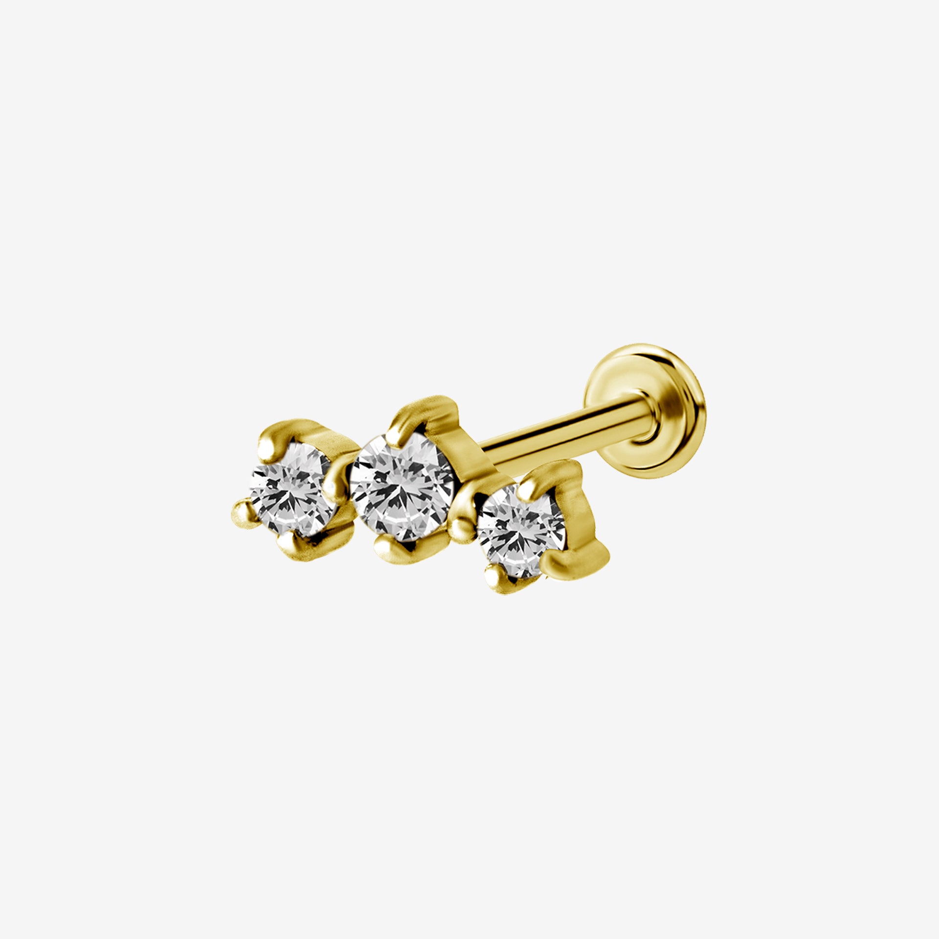 Piranha Labret Bow 3 Crystals Steel Zirconline - 2055-LAB-BOW3