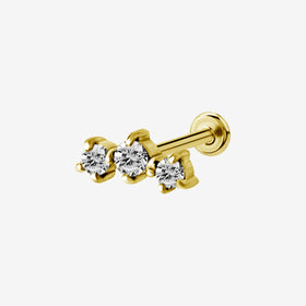 Piranha Labret Bow 3 Crystals Steel Zirconline