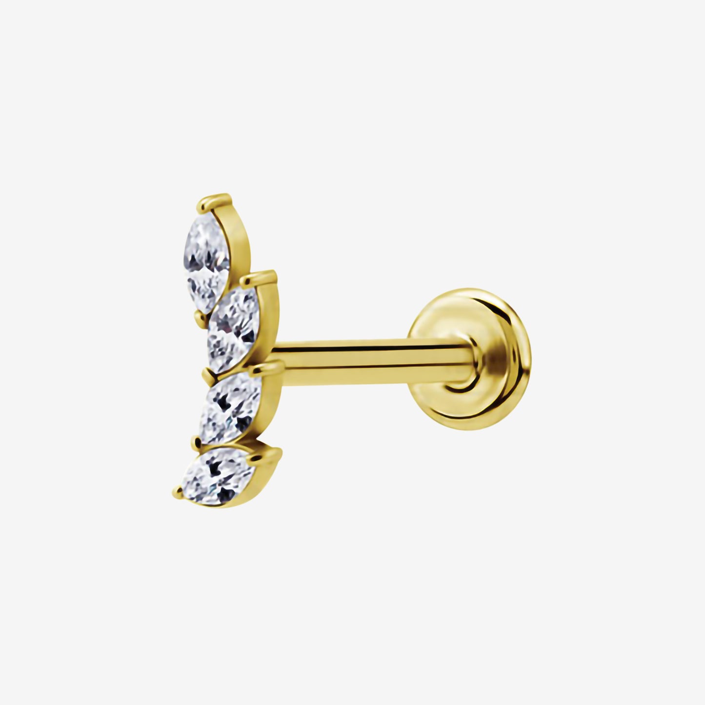 Piranha Labret Leaves Crystal Steel Zirconline - 2055-LAB-LEAV-ZIRCONLINE