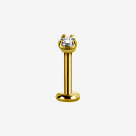 Piranha Labret Internal Thread Round Crystal Steel Zirconline
