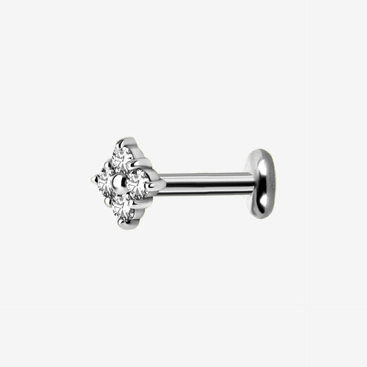 Piranha Labret Square Jewelled Steel Basicline - 2055-LAB-SQA-BAS