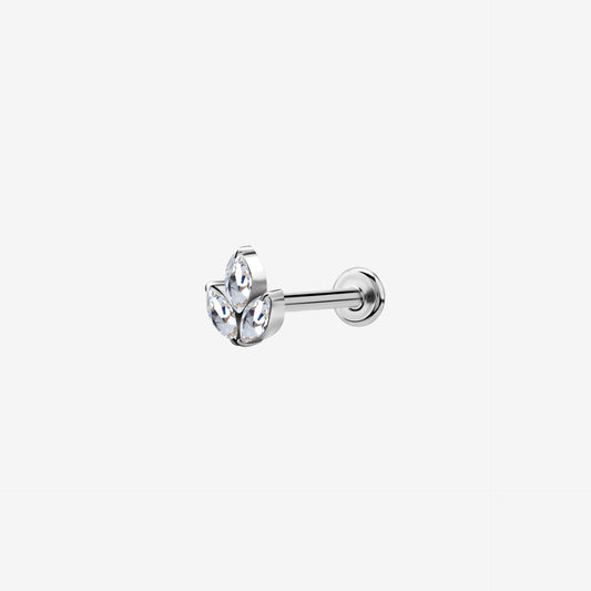 Piranha Labret Platan Jewelled Steel Basicline - 2055-LPLA-JEW-BASIC