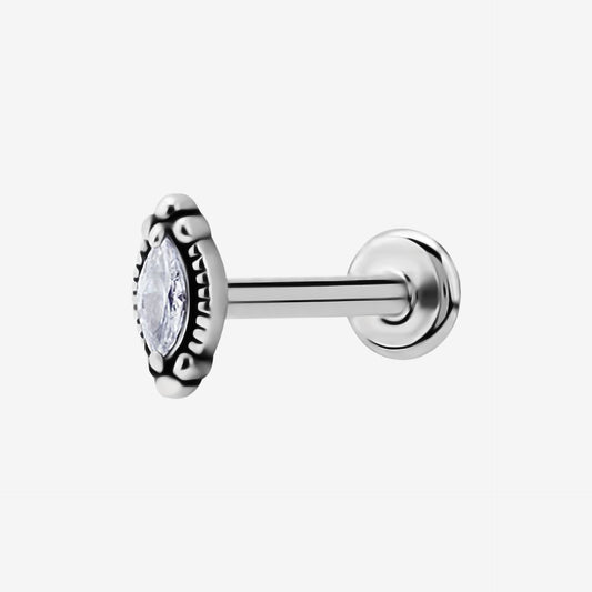 Piranha Labret Oval Crystal Steel Basicline