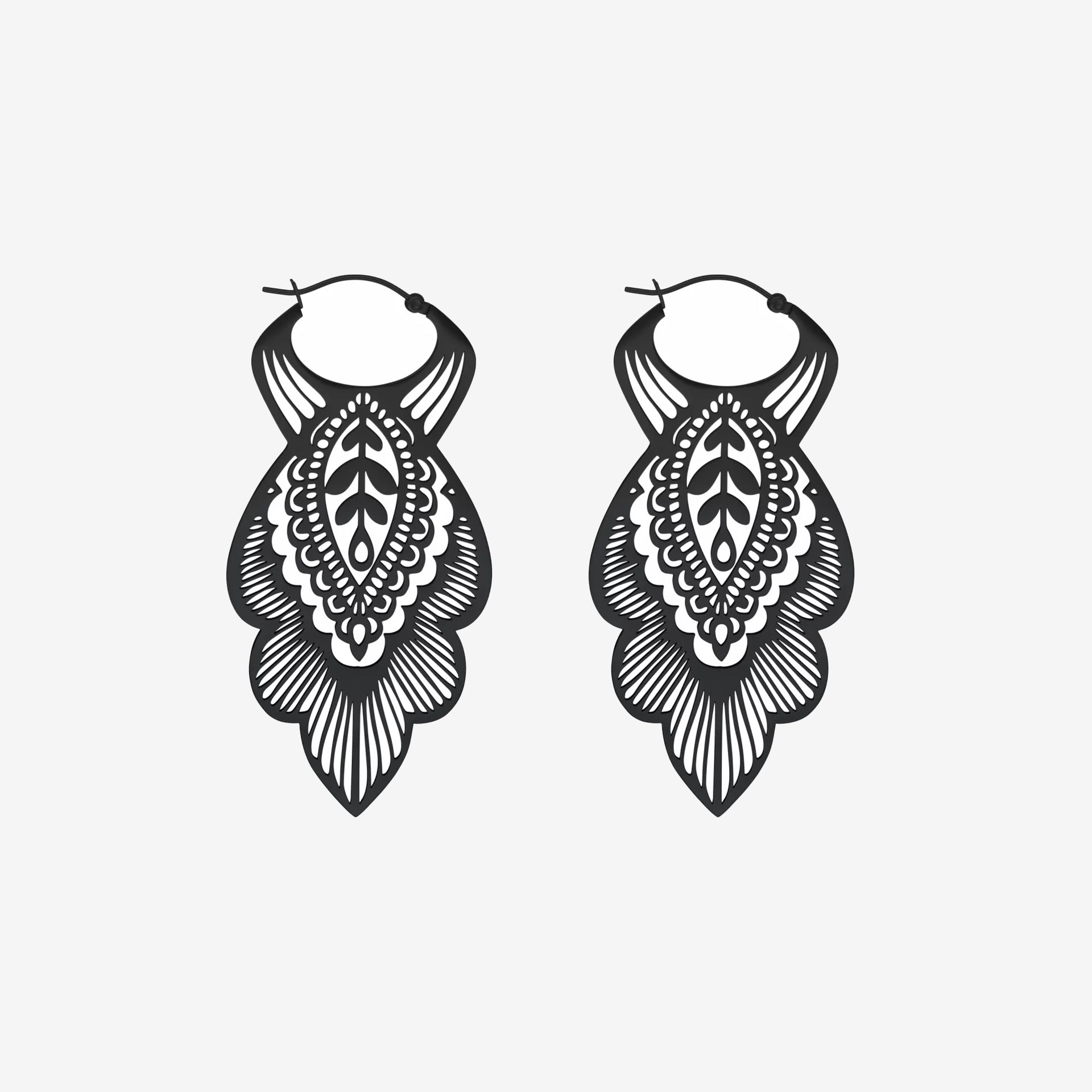 Wildcat Hoop Mandala Leaf Surgical Steel 316L Blackline - 2059-126-001