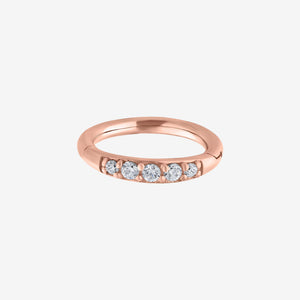 Wildcat Hoop Pave Setting Crystal Top Surgical Steel 316L Roseline