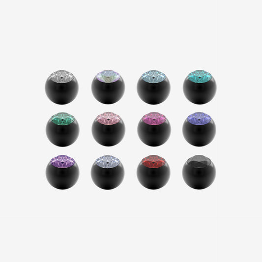 Piranha Ball Black Steel with Big Stone - 2060-PIBO-ACPGN