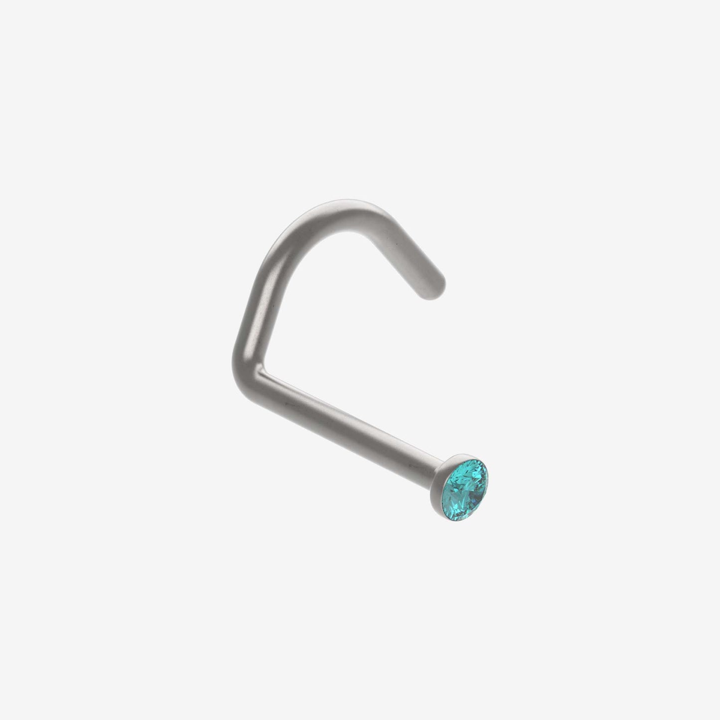 Piranha Nose Polished Titanium with Stone