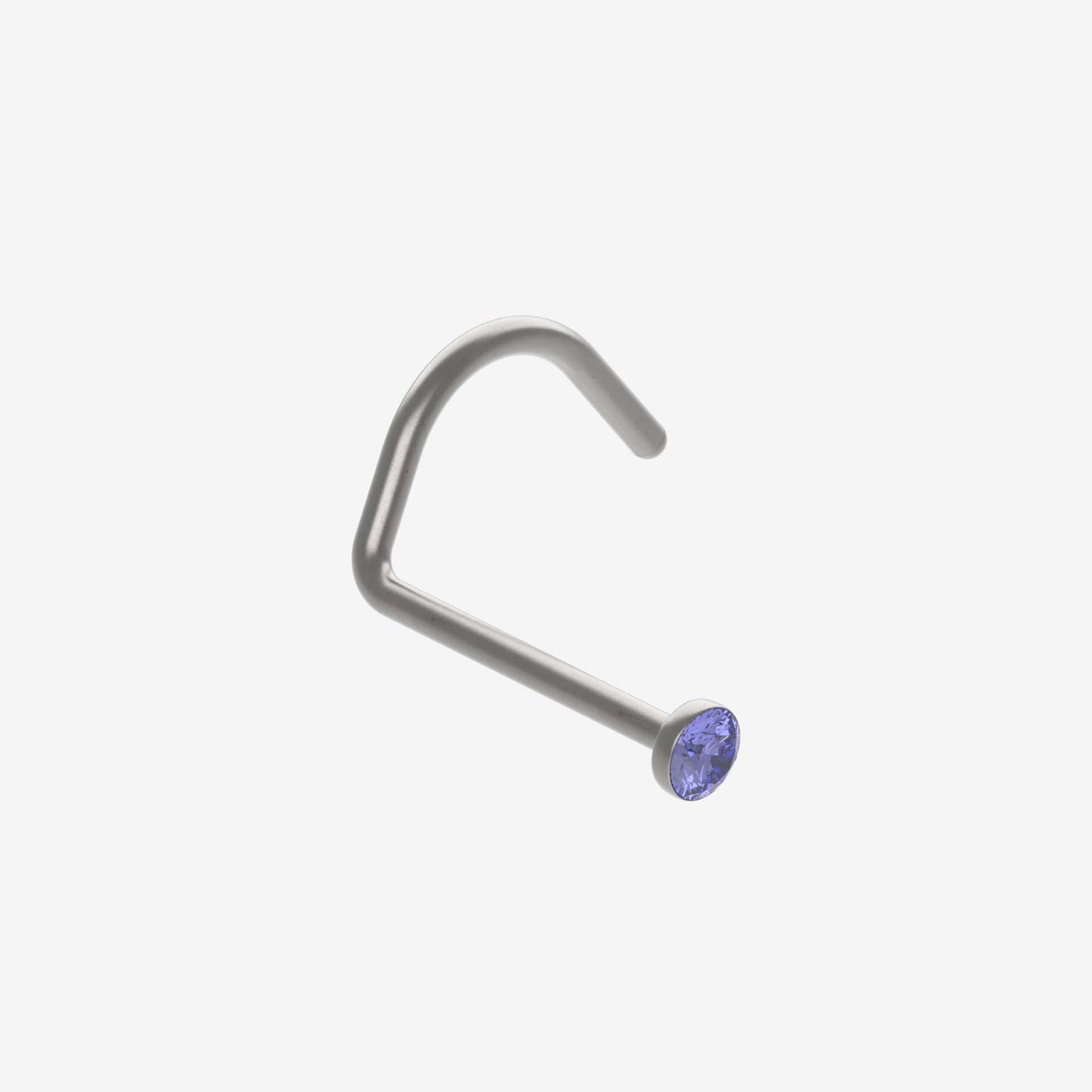 Piranha Nose Polished Titanium with Stone